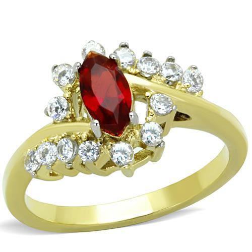 TK1569 - Two-Tone IP Gold (Ion Plating) Stainless Steel Ring with Synthetic Synthetic Glass in Siam-0