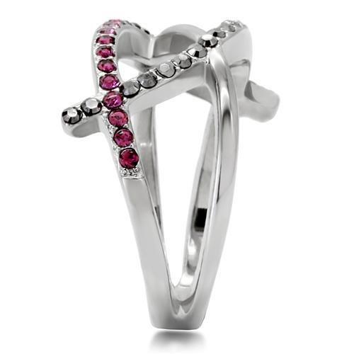 TK156 - High polished (no plating) Stainless Steel Ring with Top Grade Crystal  in Multi Color-4