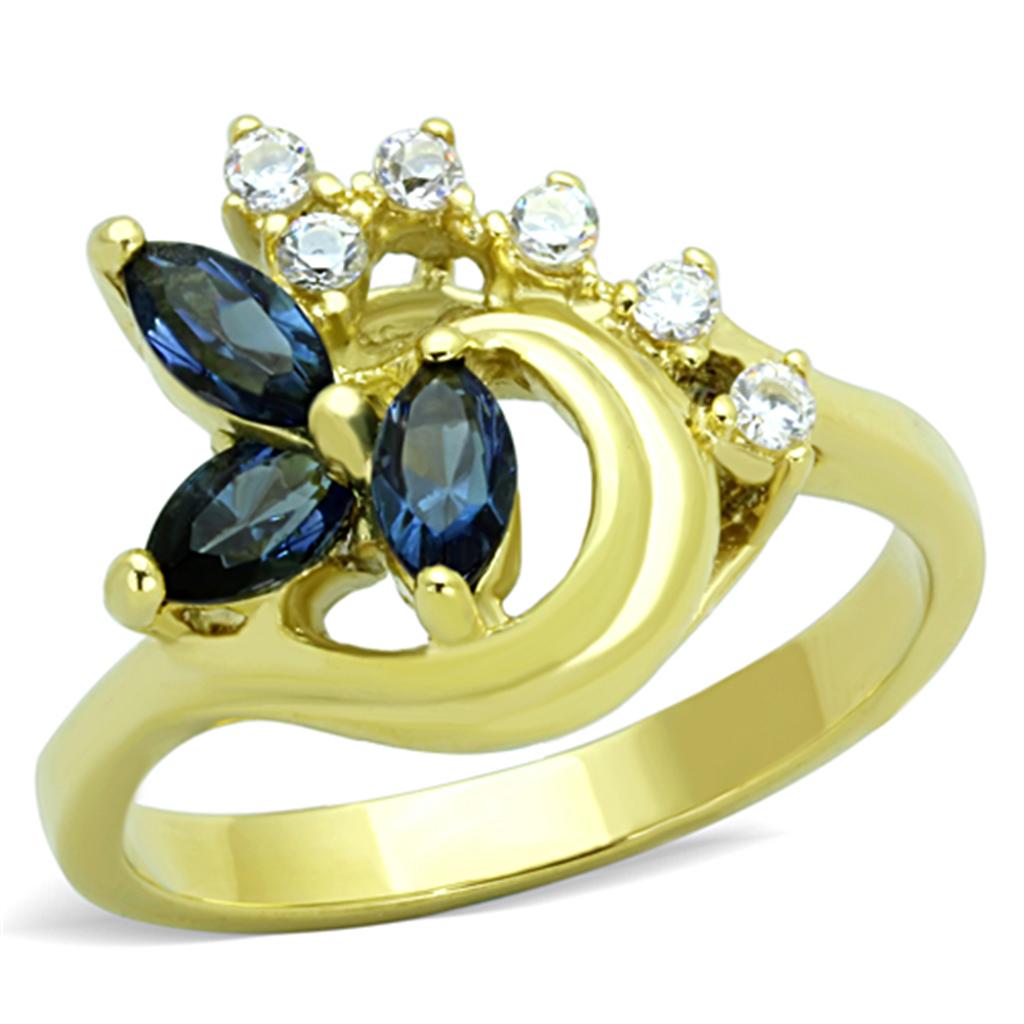 TK1571 - IP Gold(Ion Plating) Stainless Steel Ring with Top Grade Crystal  in Montana-0