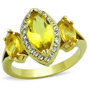 TK1578 - IP Gold(Ion Plating) Stainless Steel Ring with Synthetic Synthetic Glass in Topaz-0