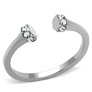 TK1580 - High polished (no plating) Stainless Steel Ring with Top Grade Crystal  in Clear-0