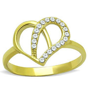 TK1586 - IP Gold(Ion Plating) Stainless Steel Ring with AAA Grade CZ  in Clear-0
