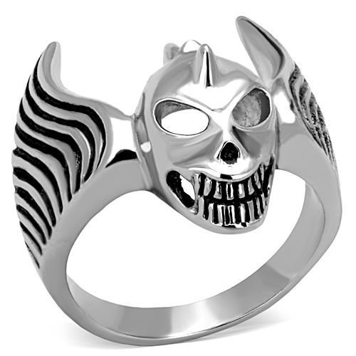 TK1599 - High polished (no plating) Stainless Steel Ring with Epoxy  in Jet-0