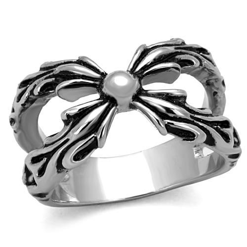 TK1605 - High polished (no plating) Stainless Steel Ring with Epoxy  in Jet-0