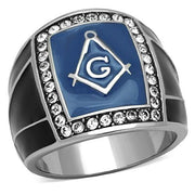 TK1612 - High polished (no plating) Stainless Steel Ring with Top Grade Crystal  in Clear-0