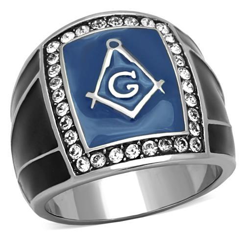 TK1612 - High polished (no plating) Stainless Steel Ring with Top Grade Crystal  in Clear-0