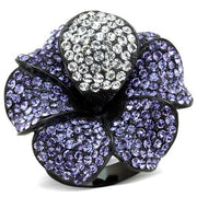 TK1618 - IP Black(Ion Plating) Stainless Steel Ring with Top Grade Crystal  in Tanzanite-0