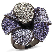 TK1618DC - IP Dark Brown (IP coffee) Stainless Steel Ring with Top Grade Crystal  in Multi Color-0