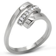 TK161 - High polished (no plating) Stainless Steel Ring with Top Grade Crystal  in Clear-0