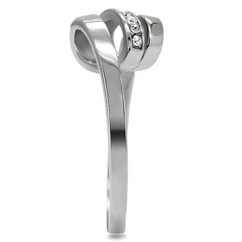 TK161 - High polished (no plating) Stainless Steel Ring with Top Grade Crystal  in Clear-4