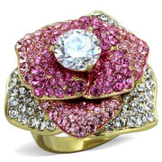 TK1624 - IP Gold(Ion Plating) Stainless Steel Ring with AAA Grade CZ  in Clear-0