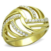 TK1627 - IP Gold(Ion Plating) Stainless Steel Ring with AAA Grade CZ  in Clear-0