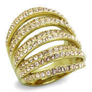 TK1637 - IP Gold(Ion Plating) Stainless Steel Ring with Top Grade Crystal  in Light Peach-0