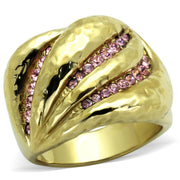 TK1638 - IP Gold(Ion Plating) Stainless Steel Ring with Top Grade Crystal  in Light Rose-0