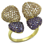 TK1639 - IP Gold(Ion Plating) Stainless Steel Ring with AAA Grade CZ  in Multi Color-0