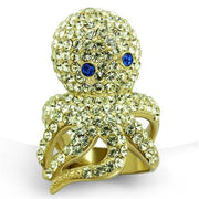 TK1640 - IP Gold(Ion Plating) Stainless Steel Ring with Top Grade Crystal  in Multi Color-0