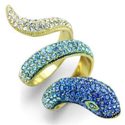 TK1641 - IP Gold(Ion Plating) Stainless Steel Ring with Top Grade Crystal  in Multi Color-0