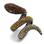 TK1641LJ - IP Light Black  (IP Gun) Stainless Steel Ring with Top Grade Crystal  in Multi Color-0