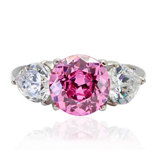 TK164 - High polished (no plating) Stainless Steel Ring with AAA Grade CZ  in Rose-2