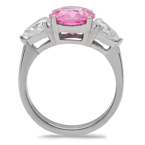 TK164 - High polished (no plating) Stainless Steel Ring with AAA Grade CZ  in Rose-3