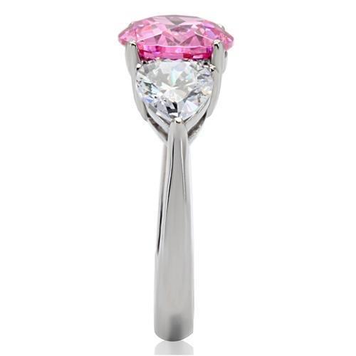 TK164 - High polished (no plating) Stainless Steel Ring with AAA Grade CZ  in Rose-4