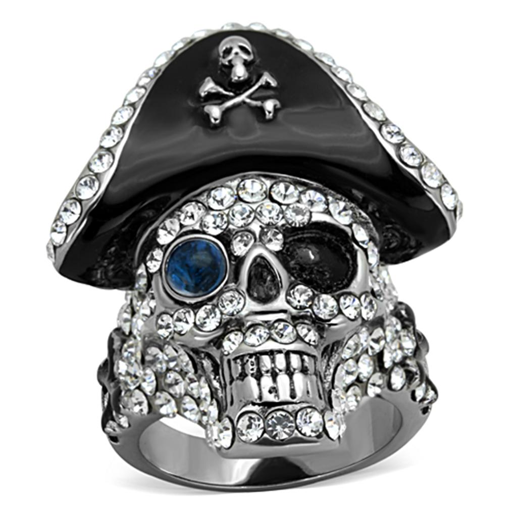 TK1659 - Two-Tone IP Black Stainless Steel Ring with Synthetic Synthetic Glass in Montana-0