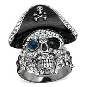 TK1659 - Two-Tone IP Black Stainless Steel Ring with Synthetic Synthetic Glass in Montana-0