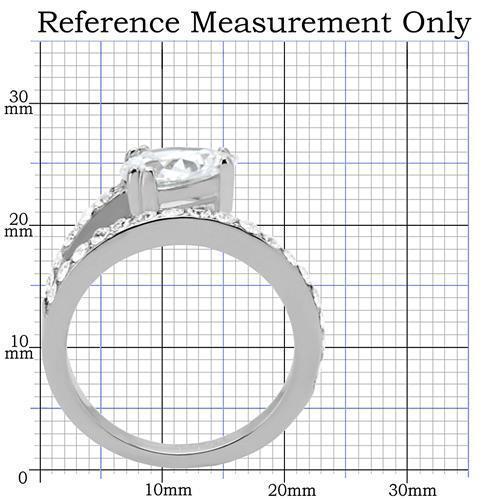 TK166 - High polished (no plating) Stainless Steel Ring with AAA Grade CZ  in Clear-1