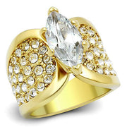 TK1672 - IP Gold(Ion Plating) Stainless Steel Ring with AAA Grade CZ  in Clear-0