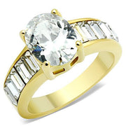 TK1675 - IP Gold(Ion Plating) Stainless Steel Ring with AAA Grade CZ  in Clear-0