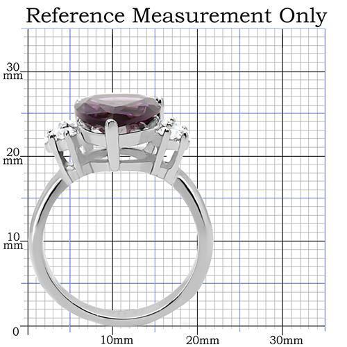 TK167 - High polished (no plating) Stainless Steel Ring with Synthetic Synthetic Glass in Amethyst-1
