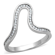 TK1680 - High polished (no plating) Stainless Steel Ring with AAA Grade CZ  in Clear-0