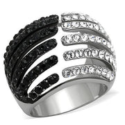 TK1686 - Two-Tone IP Black Stainless Steel Ring with Top Grade Crystal  in Jet-0