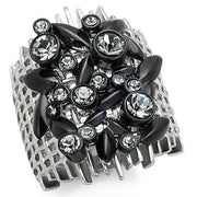TK1687 - Two-Tone IP Black Stainless Steel Ring with Top Grade Crystal  in Black Diamond-0
