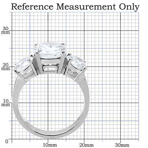 TK168 - High polished (no plating) Stainless Steel Ring with AAA Grade CZ  in Clear-1