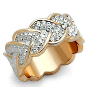 TK1691 - Two-Tone IP Rose Gold Stainless Steel Ring with Top Grade Crystal  in Clear-0