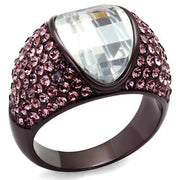 TK1692DC - IP Dark Brown (IP coffee) Stainless Steel Ring with AAA Grade CZ  in Clear-0