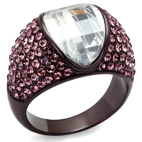 TK1692DC - IP Dark Brown (IP coffee) Stainless Steel Ring with AAA Grade CZ  in Clear-0