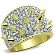 TK1697 - Two-Tone IP Gold (Ion Plating) Stainless Steel Ring with Top Grade Crystal  in Clear-0