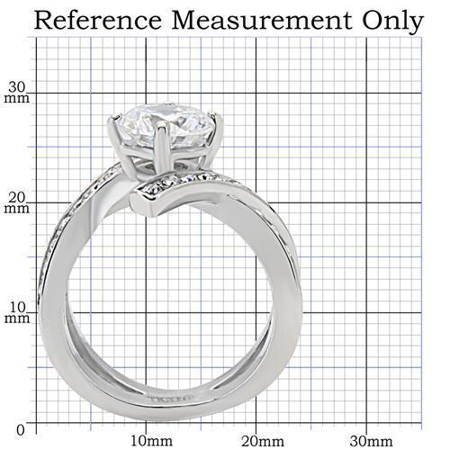 TK169 - High polished (no plating) Stainless Steel Ring with AAA Grade CZ  in Clear-1
