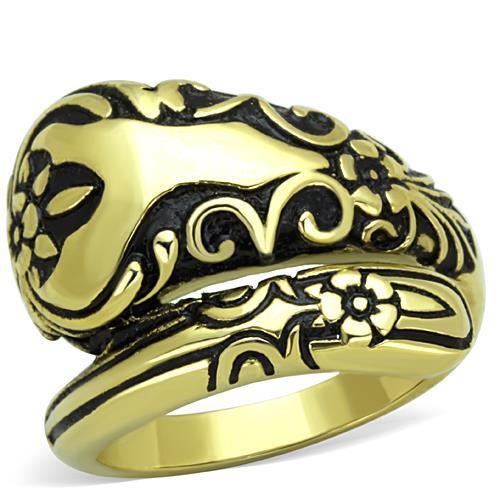 TK1713 - IP Gold(Ion Plating) Stainless Steel Ring with Epoxy  in Jet-0