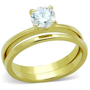 TK1721 - IP Gold(Ion Plating) Stainless Steel Ring with AAA Grade CZ  in Clear-0