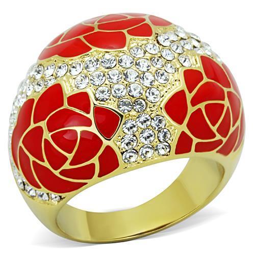 TK1728 - IP Gold(Ion Plating) Stainless Steel Ring with Top Grade Crystal  in Clear-0