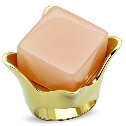 TK1730 - IP Gold(Ion Plating) Stainless Steel Ring with Synthetic Synthetic Stone in Light Rose-0