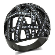 TK1734 - IP Black(Ion Plating) Stainless Steel Ring with AAA Grade CZ  in Clear-0