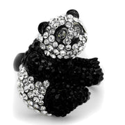 TK1735 - Two-Tone IP Black Stainless Steel Ring with Top Grade Crystal  in Black Diamond-0