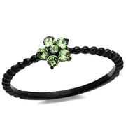 TK1739 - IP Black(Ion Plating) Stainless Steel Ring with Top Grade Crystal  in Peridot-0