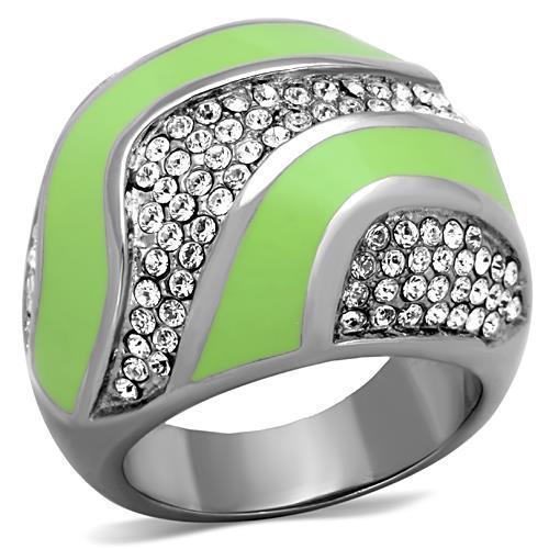 TK1741 - High polished (no plating) Stainless Steel Ring with Top Grade Crystal  in Clear-0