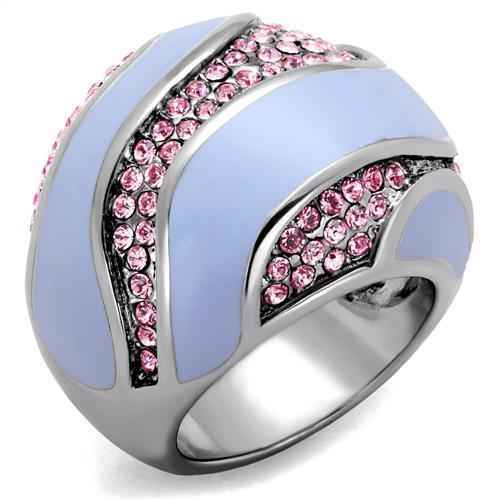 TK1744 - High polished (no plating) Stainless Steel Ring with Top Grade Crystal  in Light Rose-0