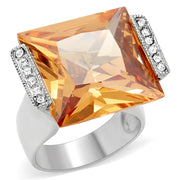 TK174 - High polished (no plating) Stainless Steel Ring with AAA Grade CZ  in Champagne-0